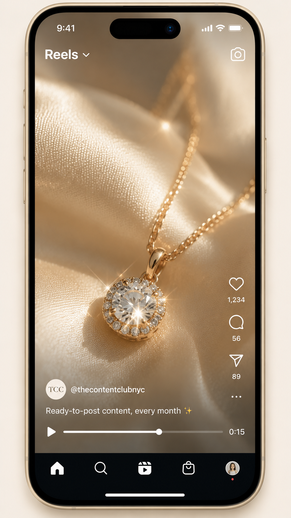 Instagram Reels mockup — jewelry product video